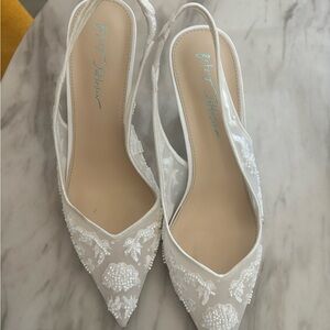 Betsey Johnson White Lace Slingback Heels